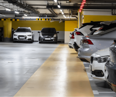 Cars in parking garage